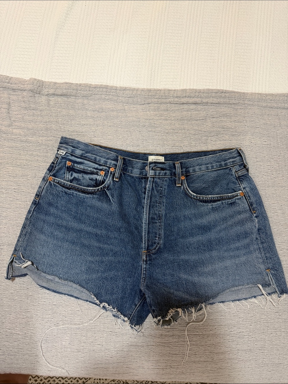 Citizens Of Humanity Distressed Denim Cutoff Shorts - Blue